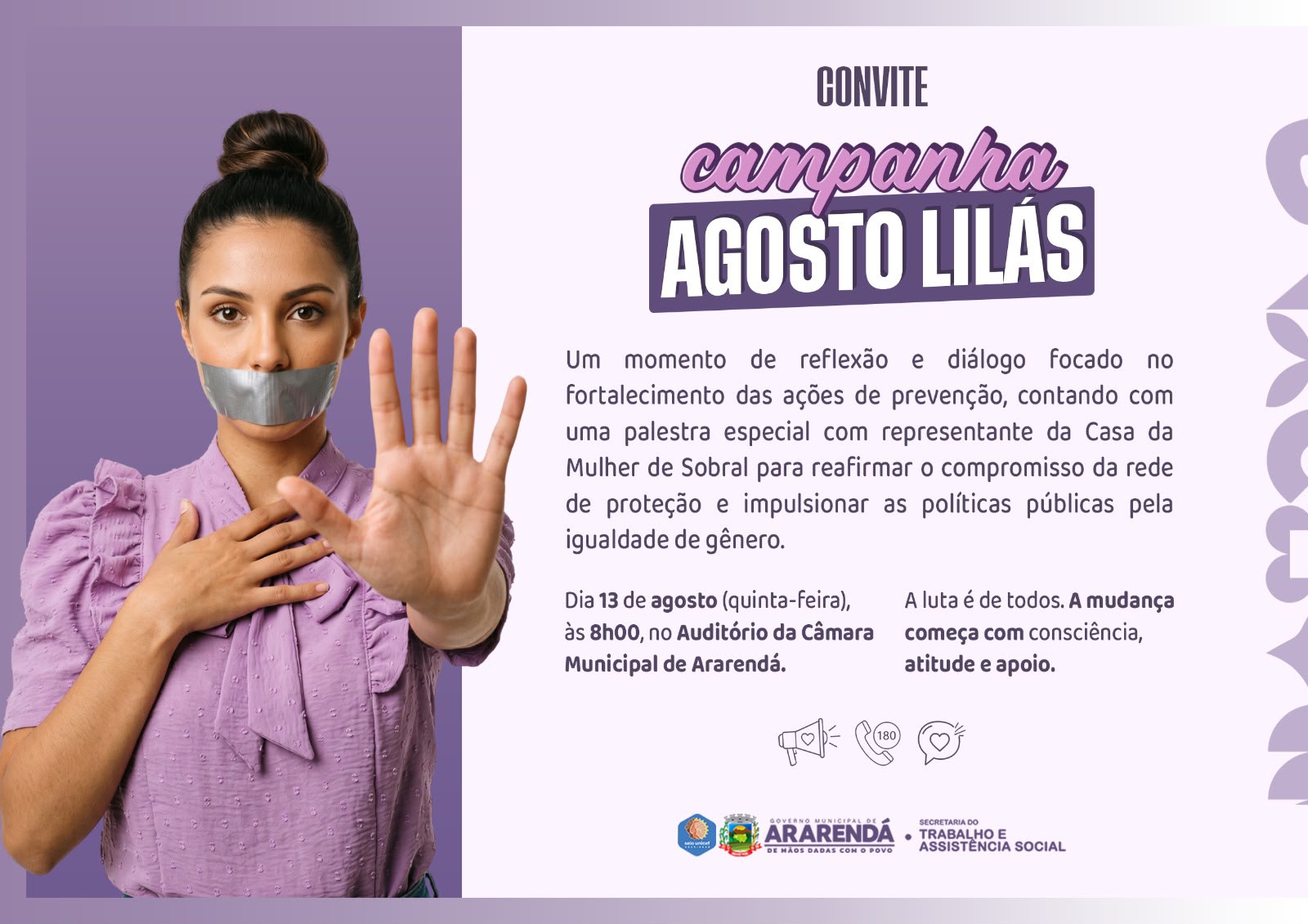 Campanha AGOSTO LILÁS