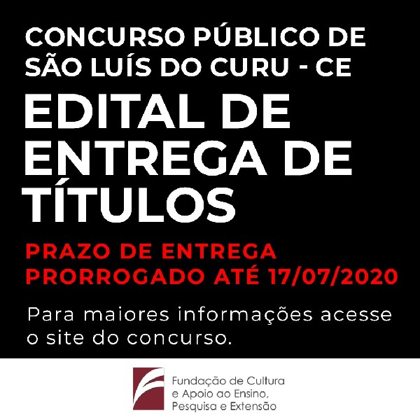 ATENÇÃO! Prorrogado prazo para entrega de títulos do Concurso Público.