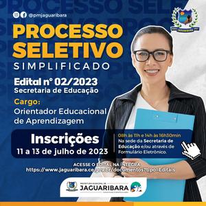 PROCESSO DE SELEÇÃO SIMPLIFICADA PARA COMPOSIÇÃO DE BANCO DE RECURSOS HUMANOS PARA O CARGO DE ORIENTADOR EDUCACIONAL DE APRENDIZAGEM