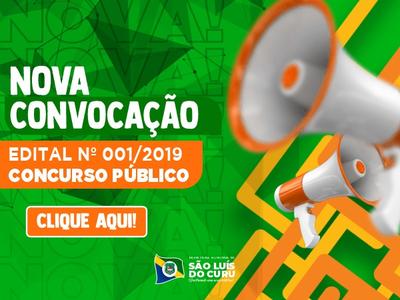 NOVA CONVOCAÇÃO DO CONCURSO PÚBLICO Nº 001/2019