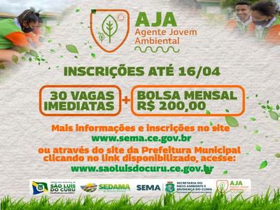 INSCRIÇÕES ABERTAS PARA O PROGRAMA AGENTE JOVEM AMBIENTAL