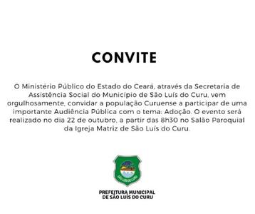 Ministério Público do Estado do Ceará e Secretaria de Assistência Social convidam para Audiência Pública sobre Adoção